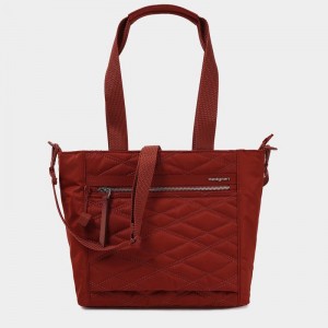 Hedgren Zoe Medium Rfid Women's Tote Bags Red Brown | UNX9285KK